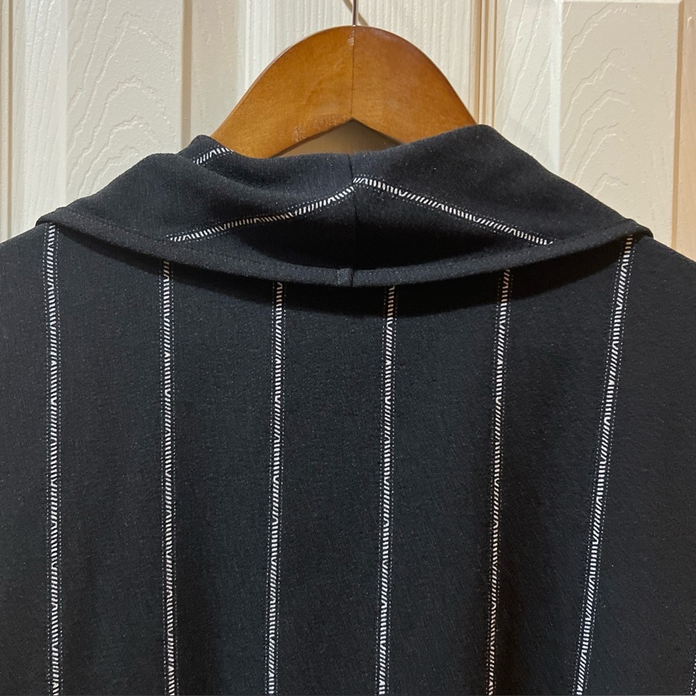 Ali Miles Womens Black w/White Stripes Cowl Neck Tunic Blouse Sz PM Artsy Boho - Picture 9 of 16